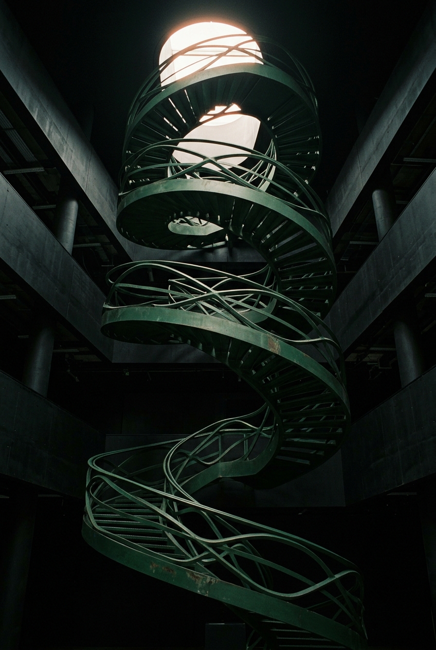 Parametric dark green steel spiral