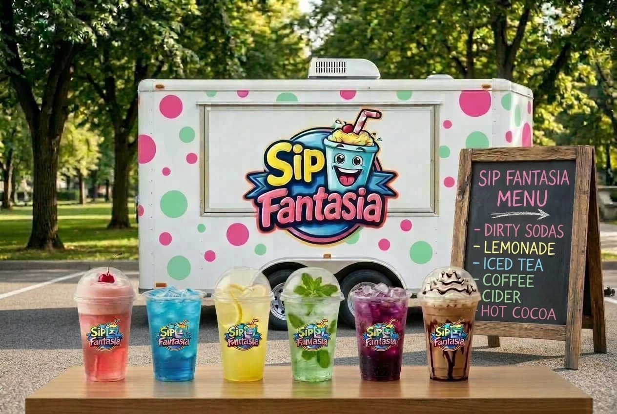 Sip Fantasia Mobile Beverage Truck with colorful drinks