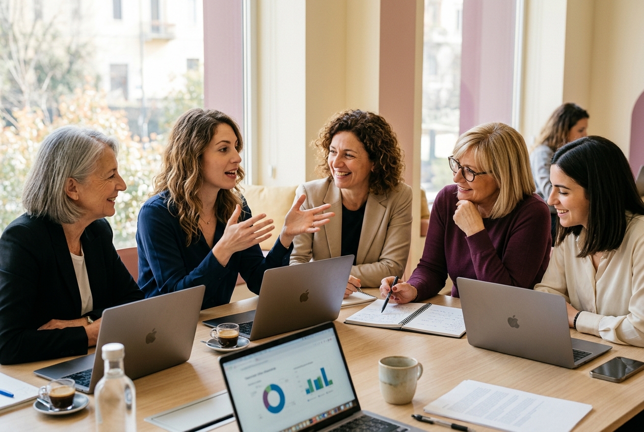 Donne imprenditrici al lavoro intorno a un tavolo