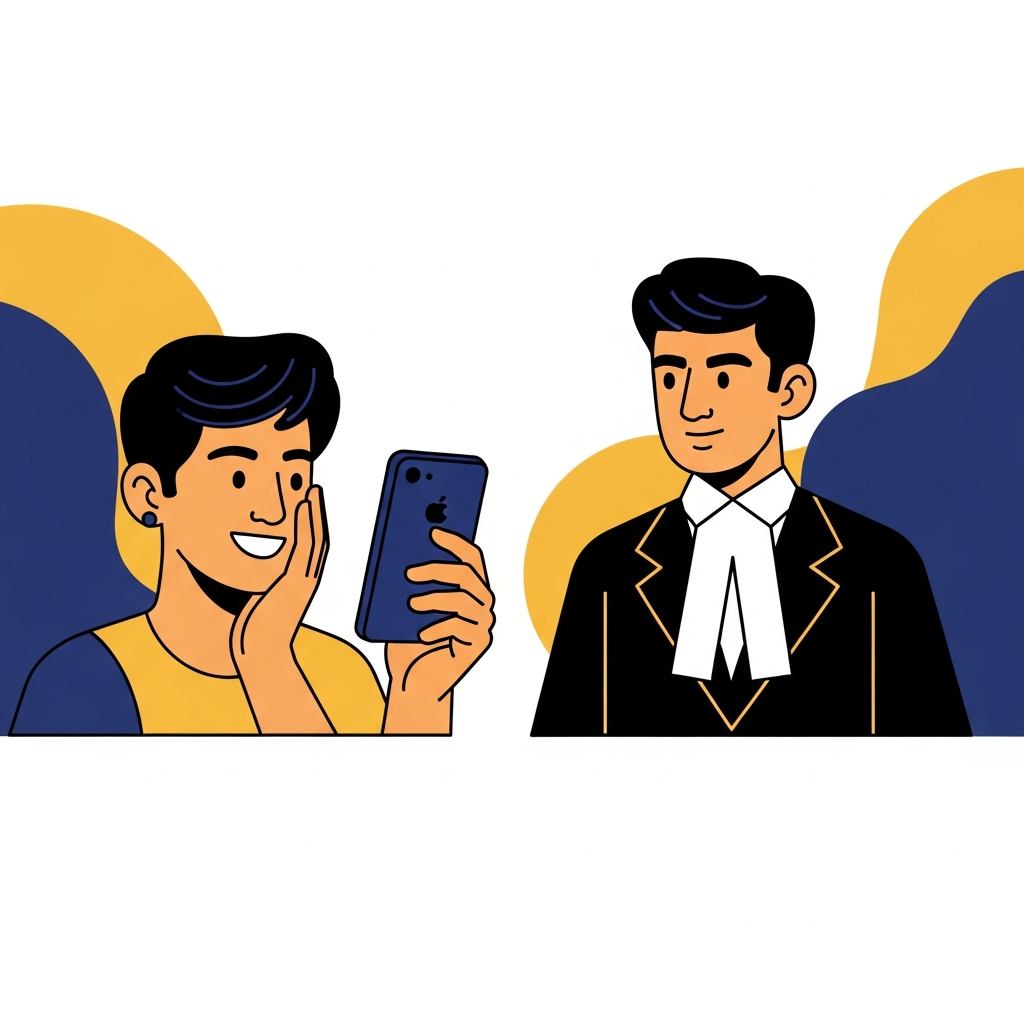 Person on video call with lawyer