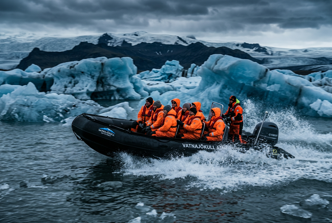 Zodiac Boat on Glacier Lagoon