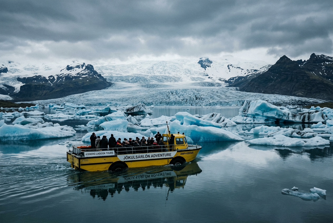 Amphibian Boat on Glacier Lagoon