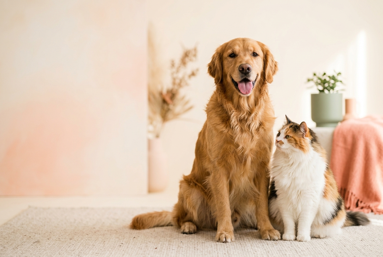 Perro y gato felices