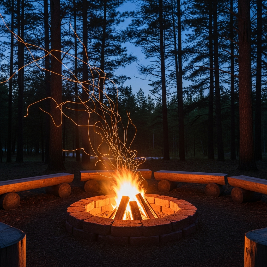 Bonfire in forest