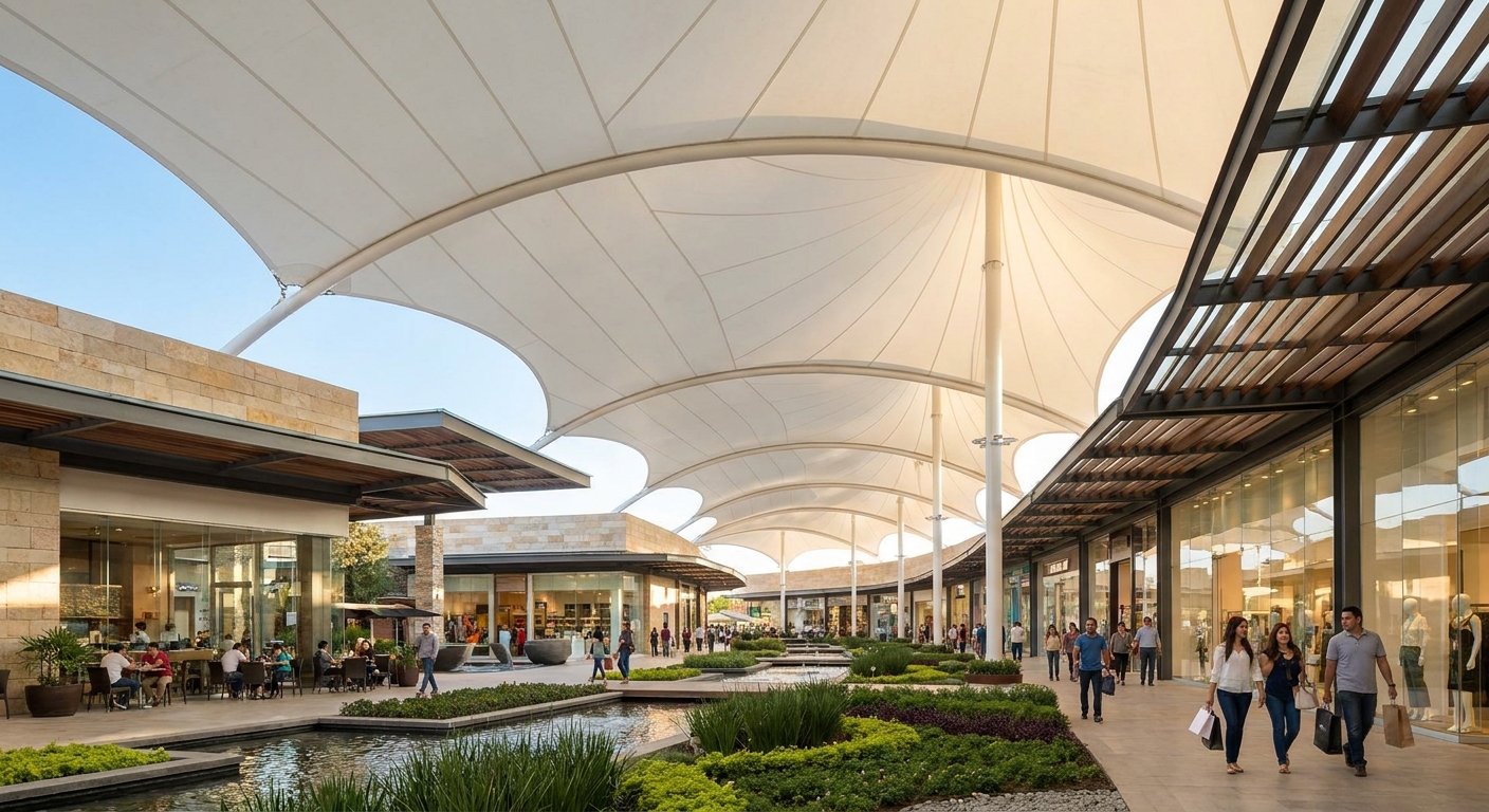 Plaza Comercial - Proyecto Skycover de comercial en Saltillo por Eclipse Cubiertas