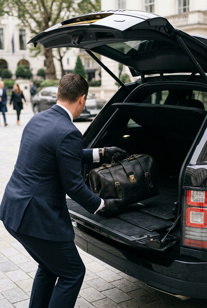 Företagstaxi Göteborg – förare lastar bagage i taxibil