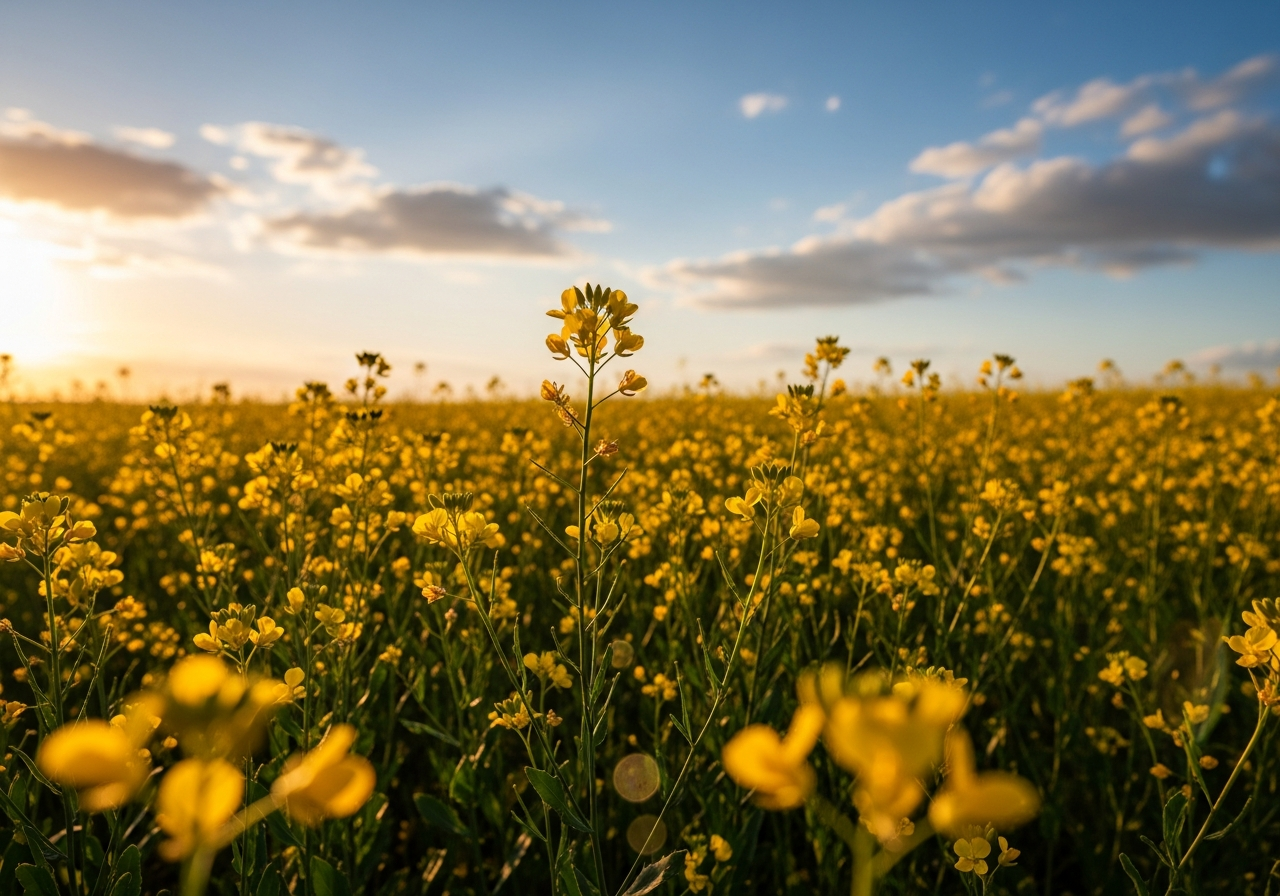 Camelina field in bloom