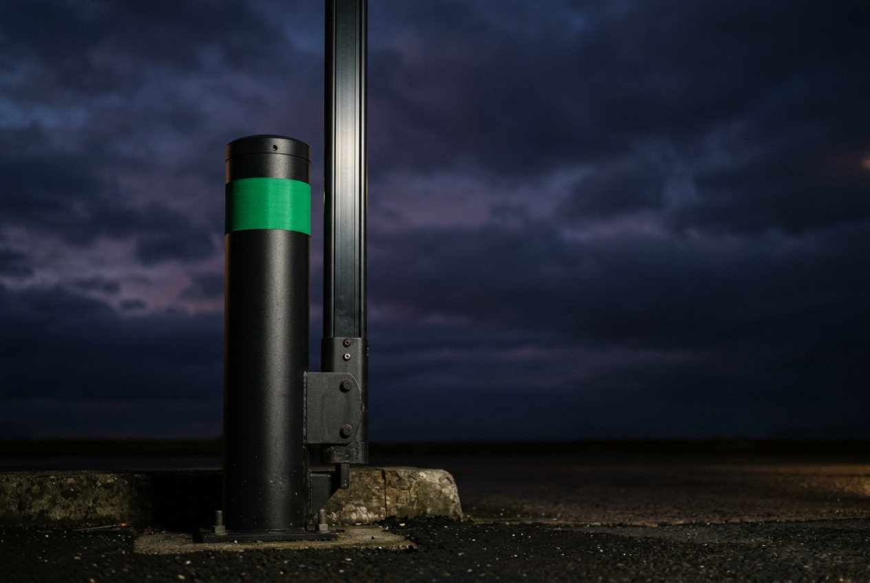 Boom barrier at the entry lane