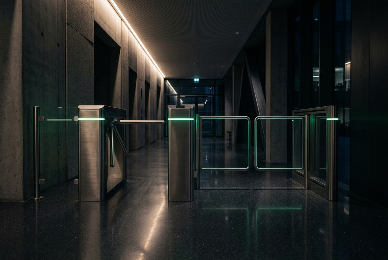 Turnstile lane at a corporate park