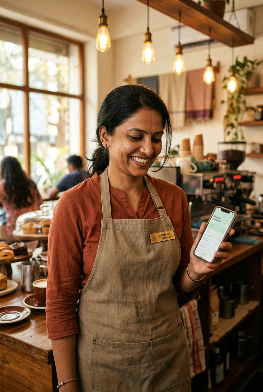 Meera, Café owner