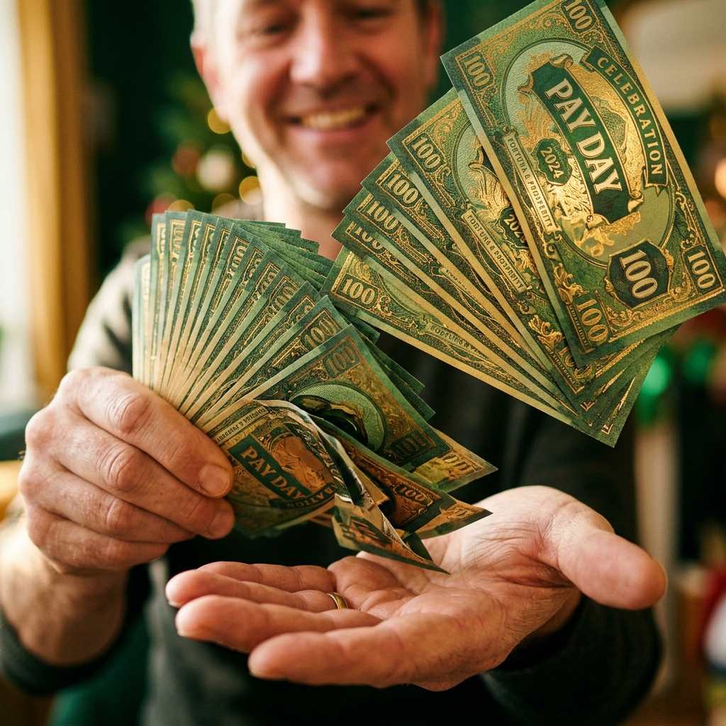 Australian cash counted into a hand