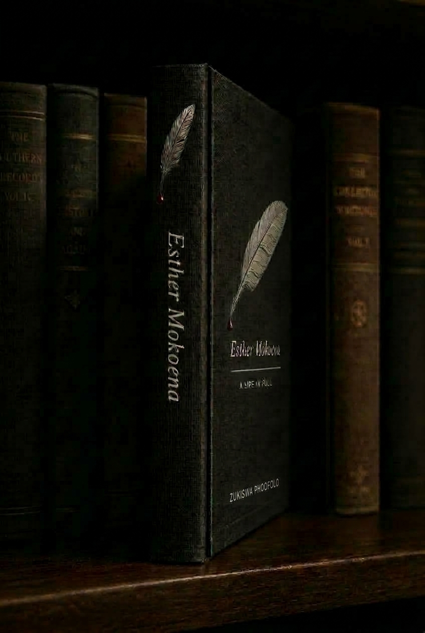 Esther Mokoena, A Life in Full, spine out on a shelf among bound volumes