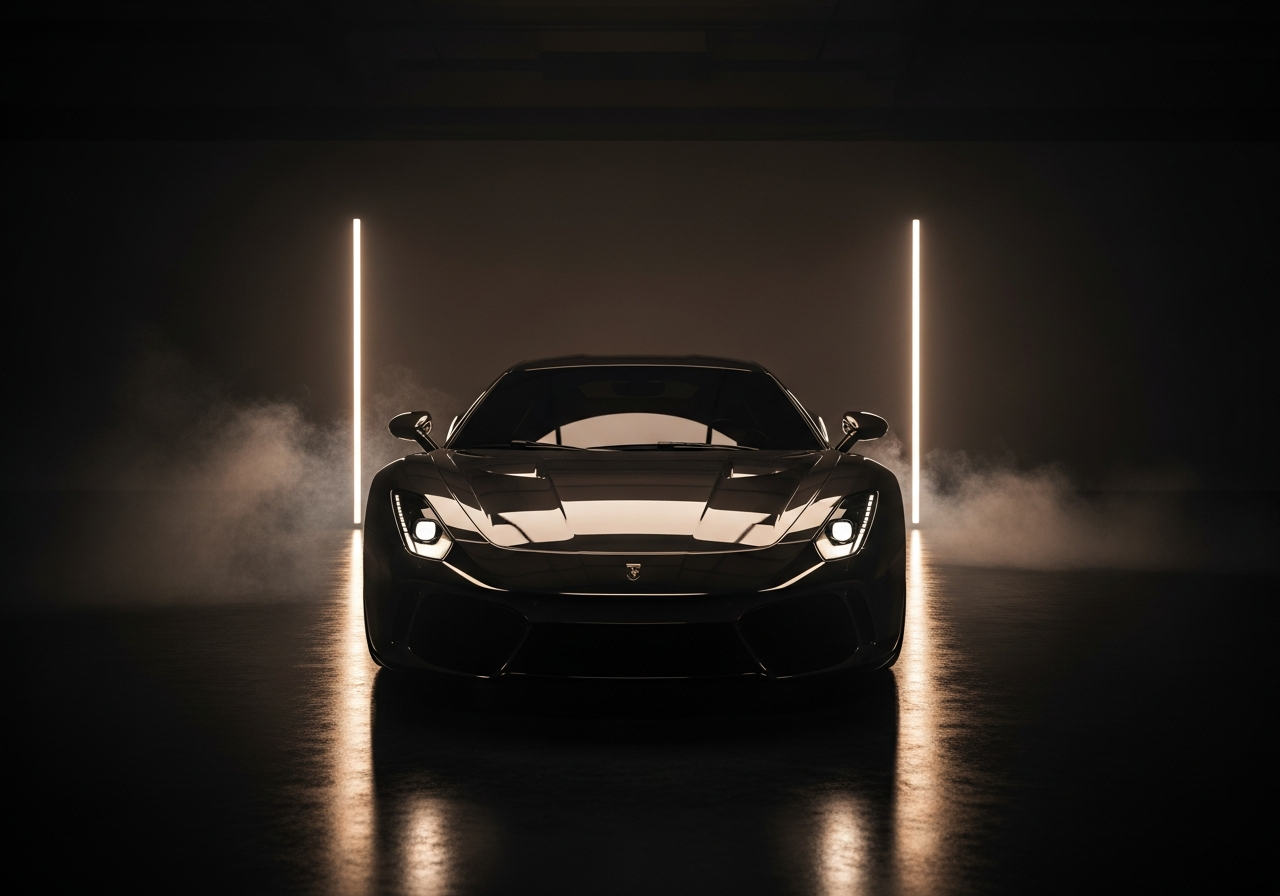 Premium sports car in cinematic studio lighting