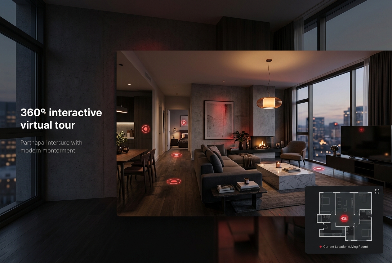 Immersive 360-degree virtual tour view of a premium contemporary property interior