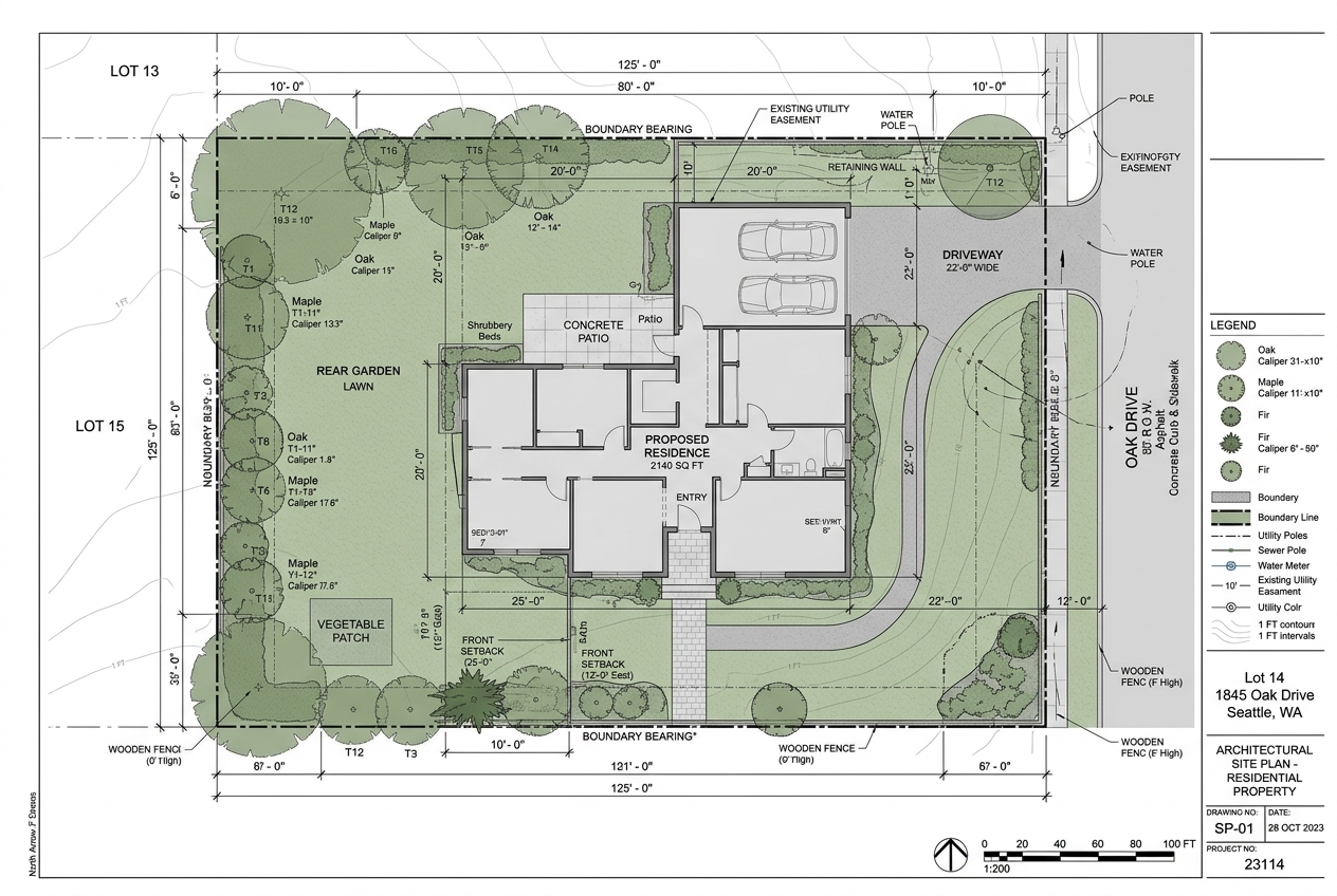 Accurately scaled architectural floor and site plan documentation prepared by Redline Plan Consultants