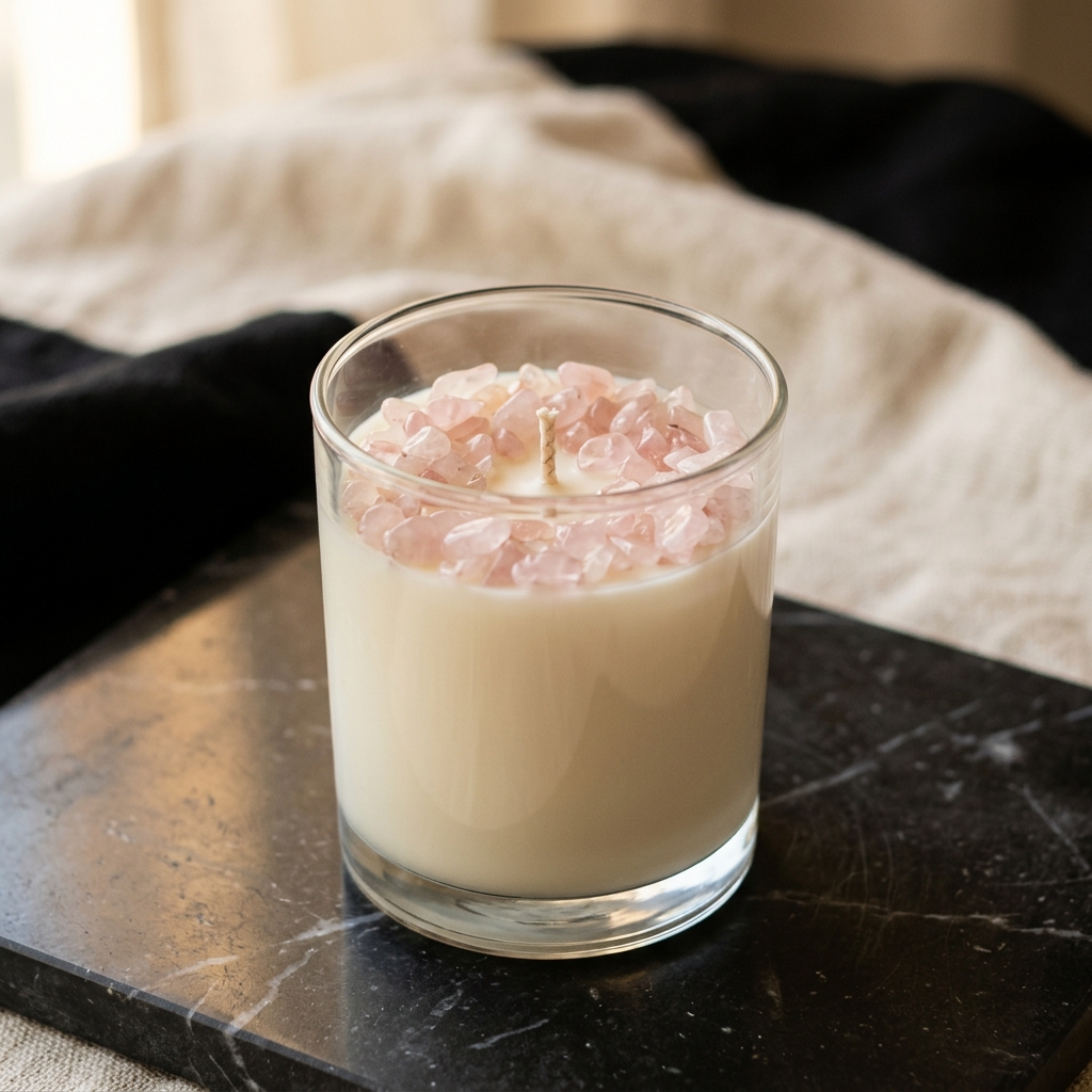 Crystal-Topped Candle — Rose Quartz