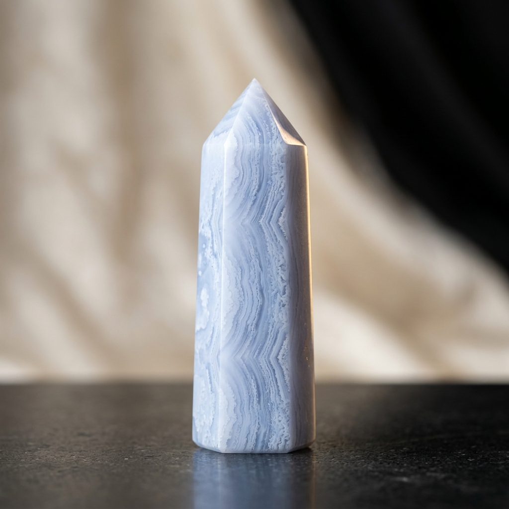 Blue Lace Agate Point Quartz