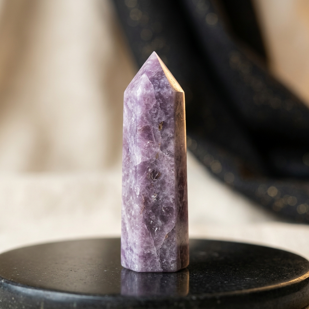 Lepidolite Point Quartz
