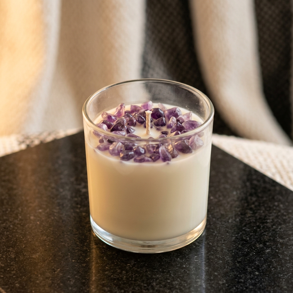 Crystal-Topped Candle — Amethyst
