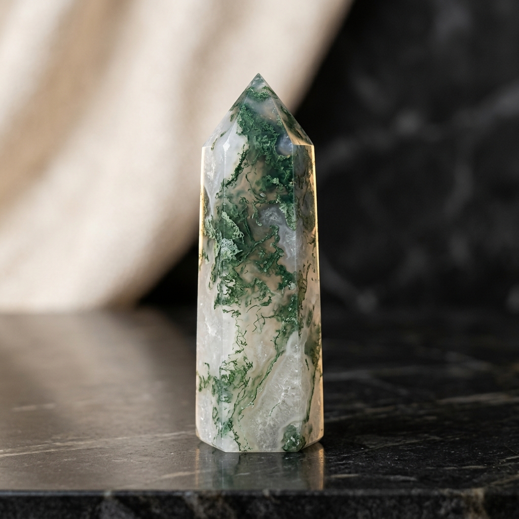 Moss Agate Point Quartz