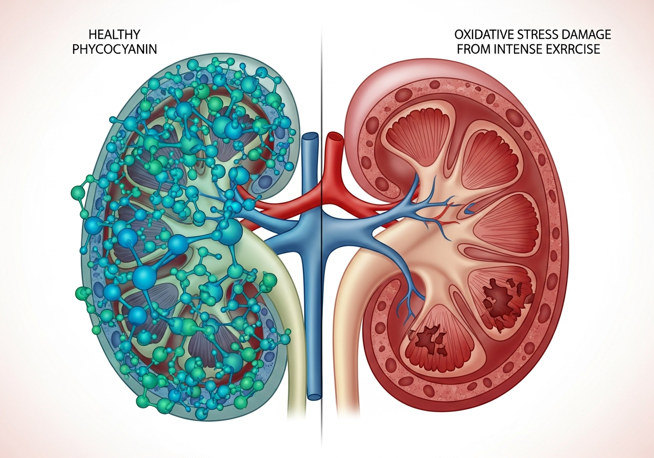 Proteccion renal de la Espirulina: la ficocianina protege el tejido renal del estres oxidativo del entrenamiento intenso