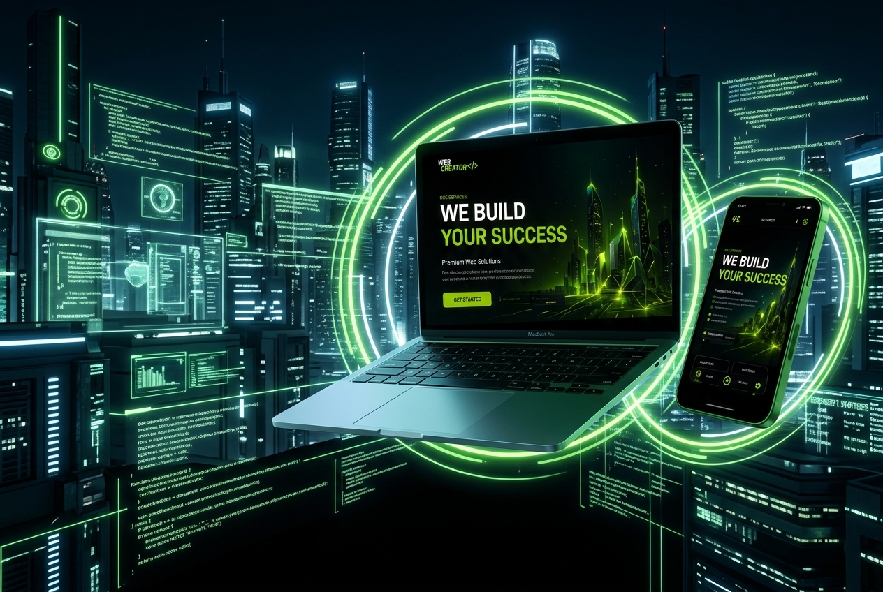 WebCreator - laptop et smartphone futuristes