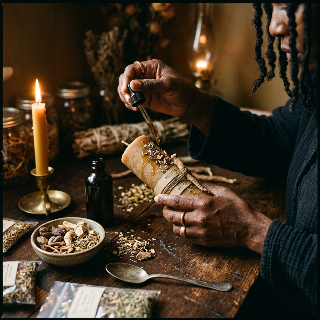 Sherrie dressing a candle