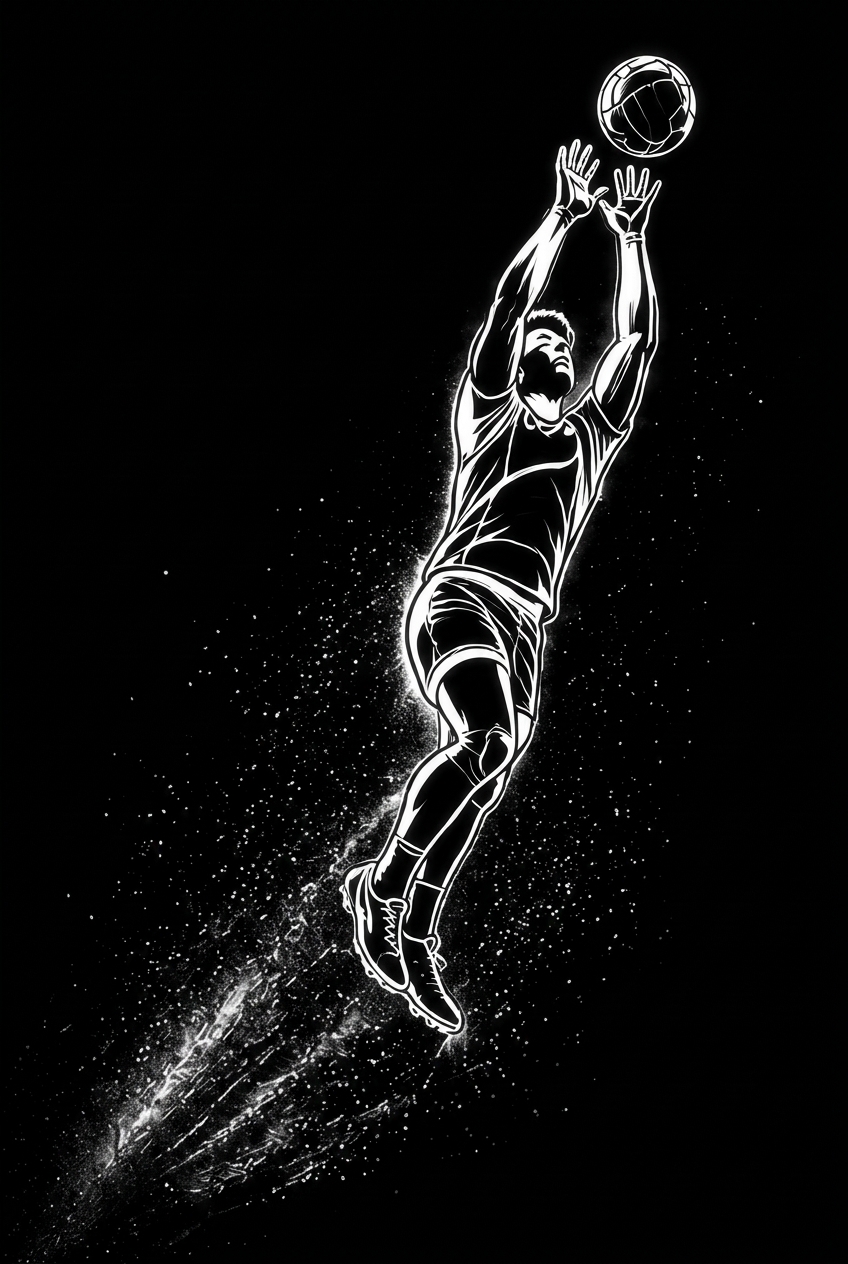 Gaelic footballer leaping to catch