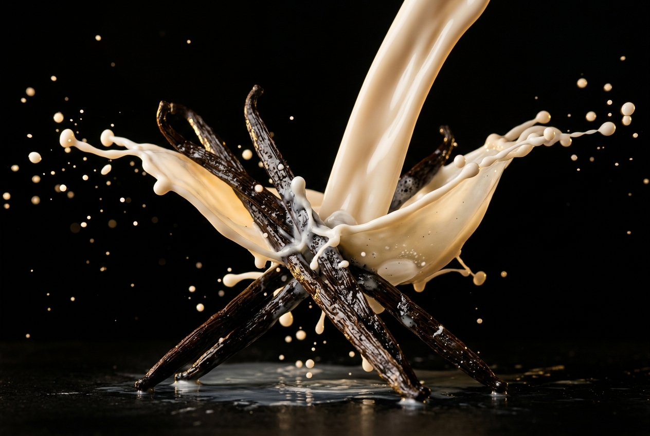 Vanilla pods and plant-based milk