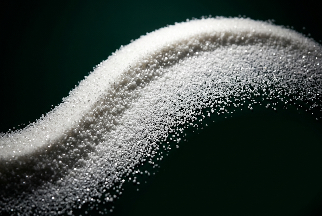 Macro photograph of crystalline feed sweetener granules