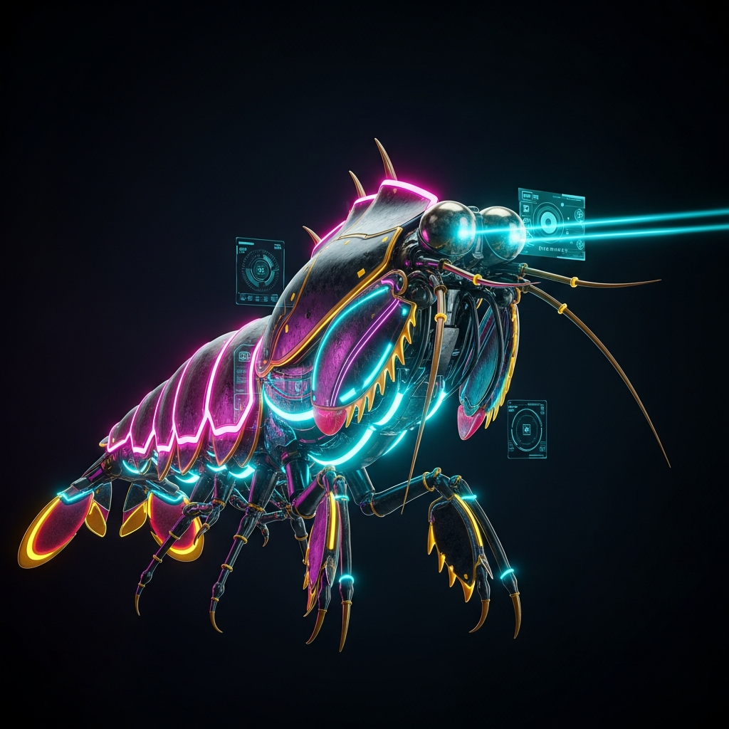 Cybernetic mantis-shrimp surveying Solana