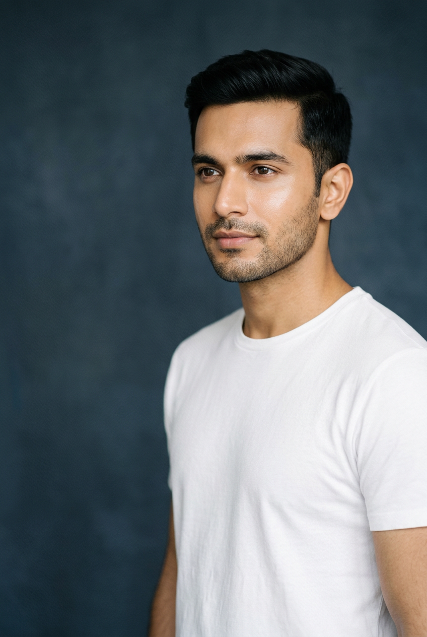 Indian man with clear skin