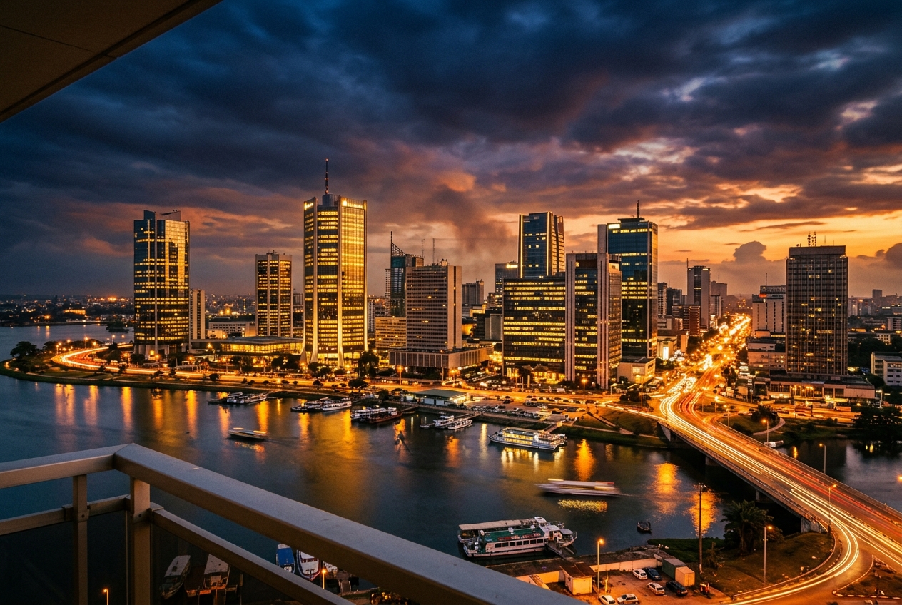 Skyline africaine au crépuscule