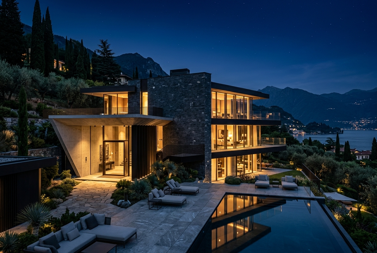 Villa di lusso al tramonto realizzata da M.D. Service