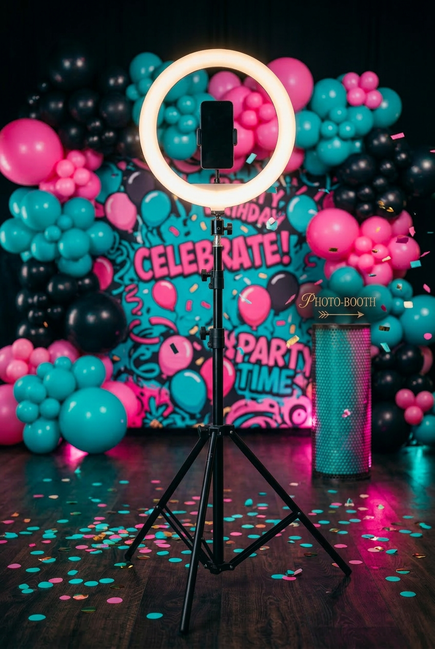 Ring light and phone/camera stand