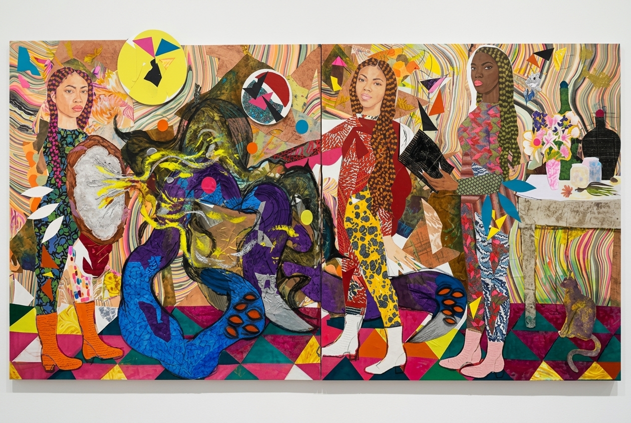 The full diptych — 'The Resurrection of Cthulhu.' Artwork: Jamea Richardson-Edwards.