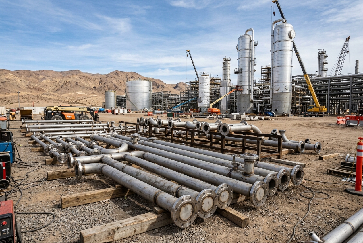 316L seamless pipe for a petrochemical tie-in