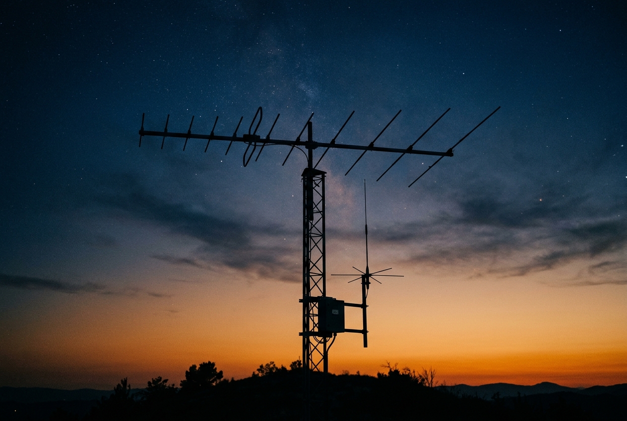 Antenna mast at twilight