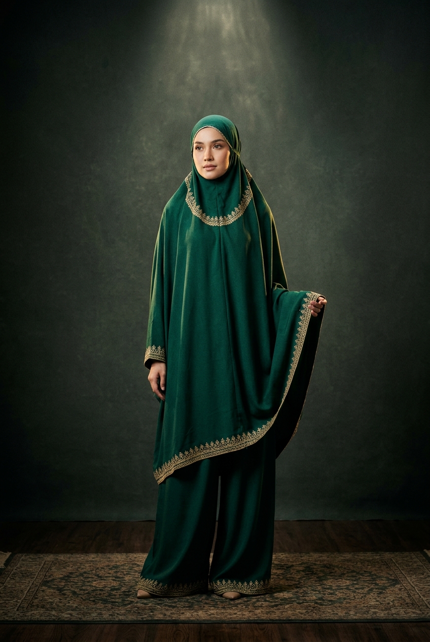 Mukena premium dengan detail bordir dan renda