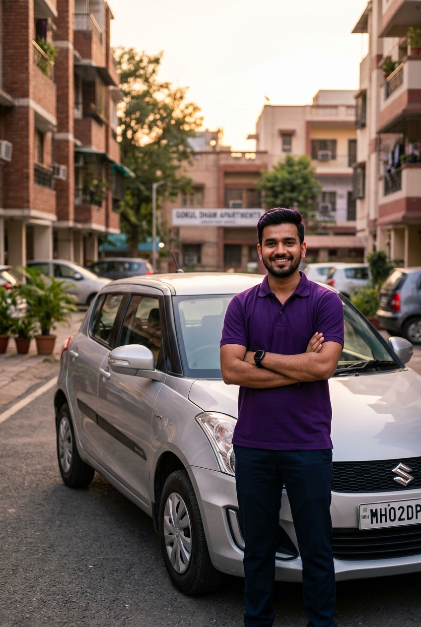 A CARZA service partner in an Indian residential society