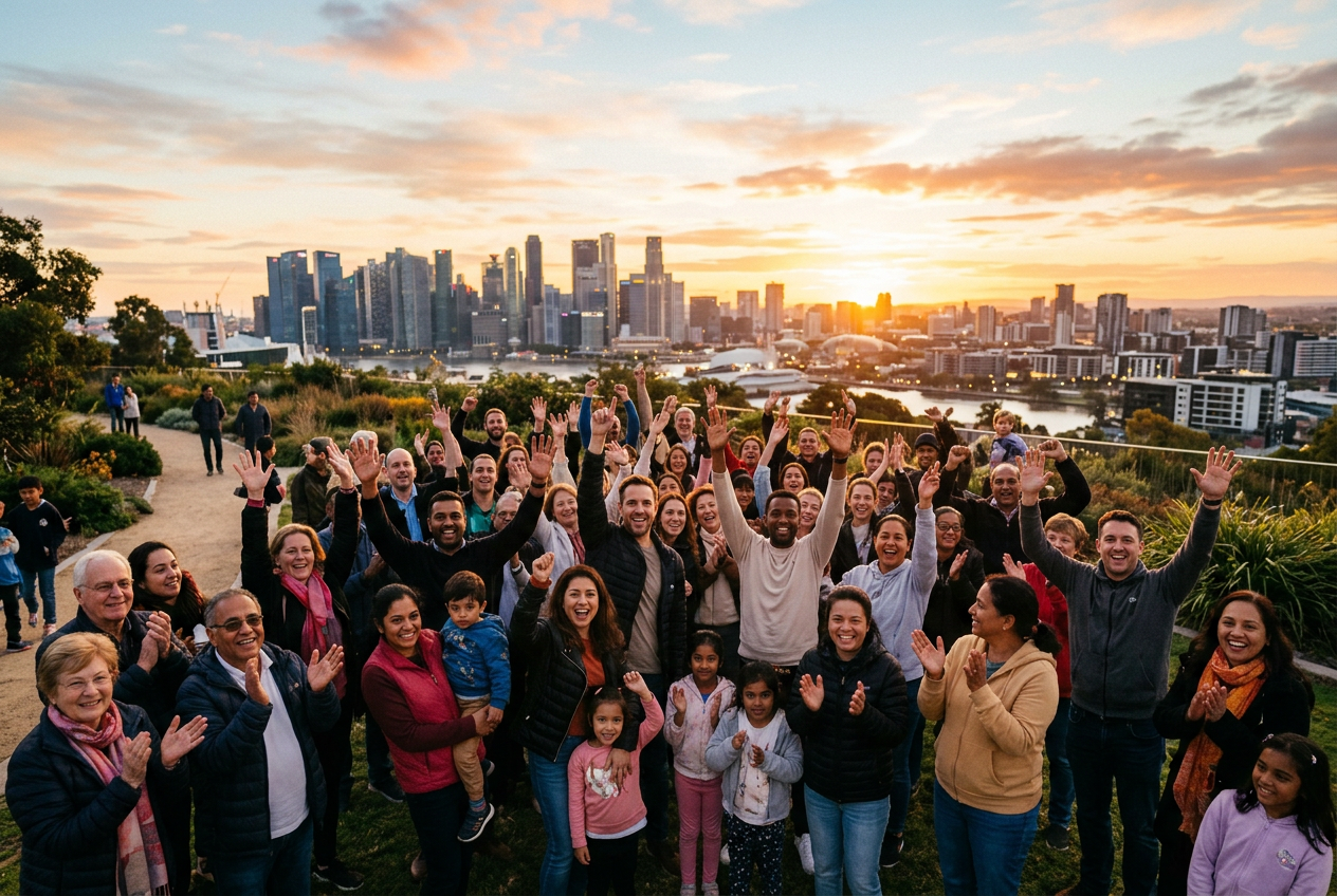 Community and families celebrating transformation together