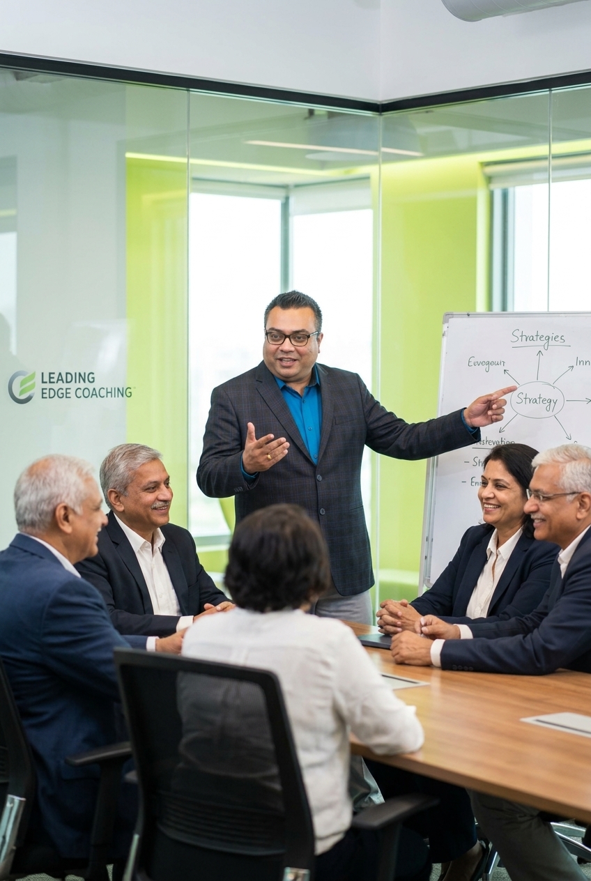 Sudarshan Karweer coaching a leadership team