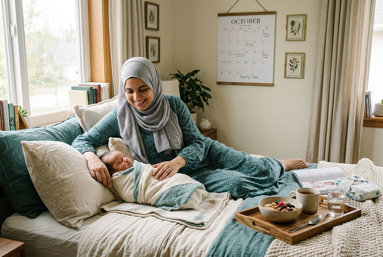 A mother resting on her bed at home — services scheduled around her day