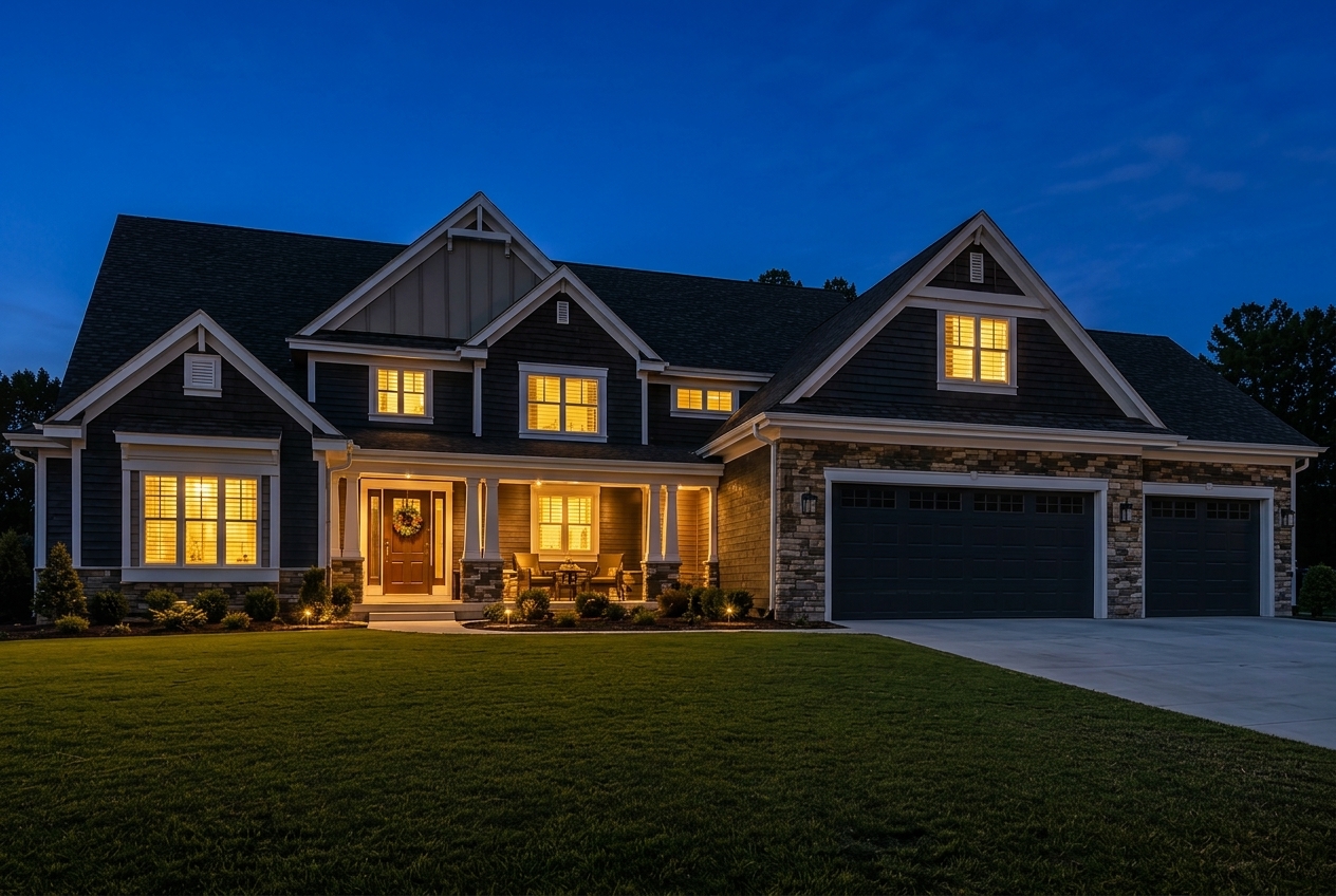 Dusk — permanent exterior lighting in Fayetteville NC