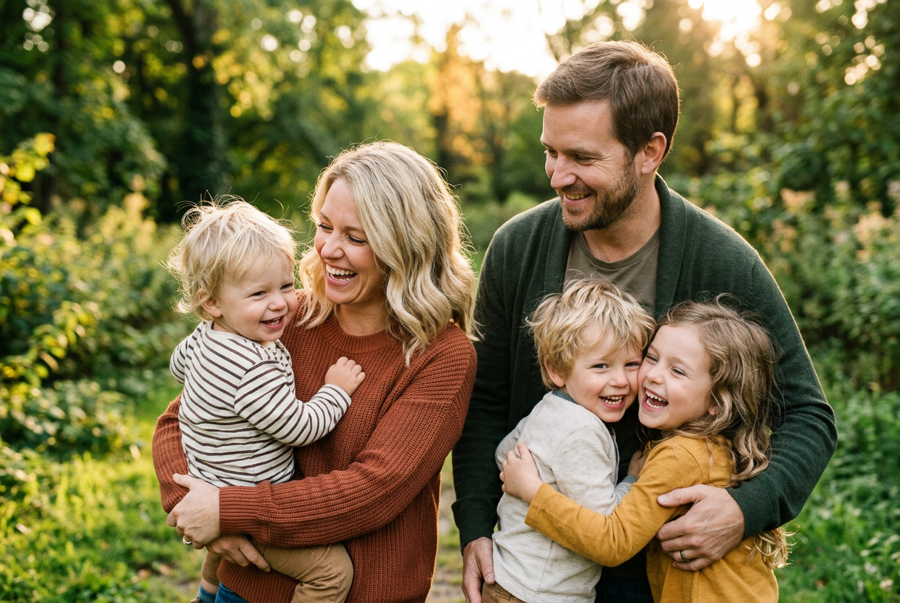 Family enjoying a warm moment together