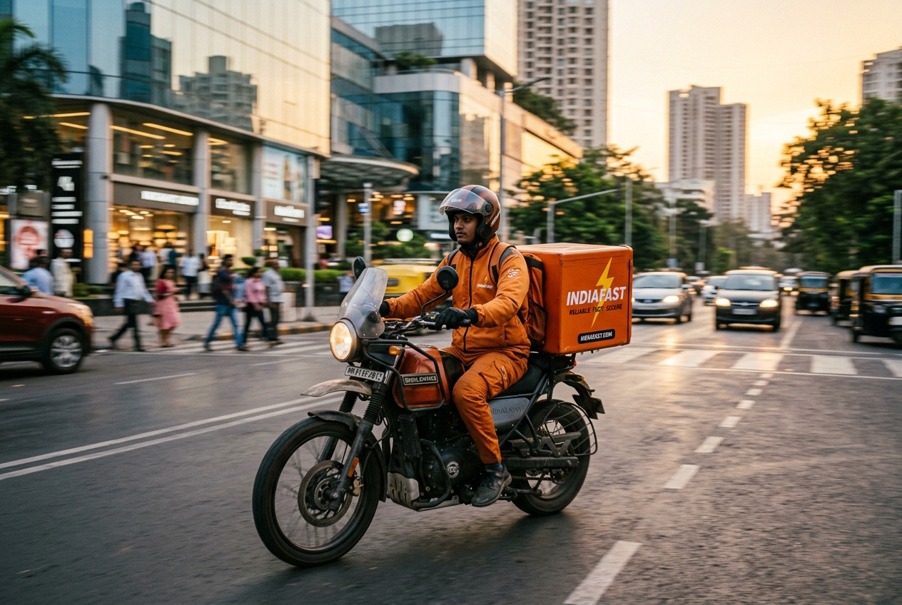 IndiaFast pickup rider with branded delivery box