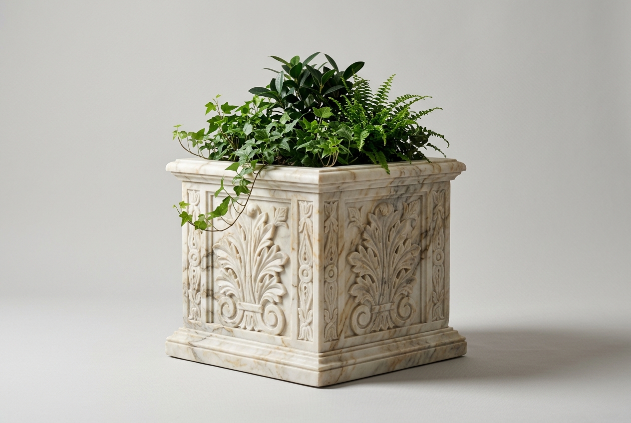 Fioriera Cubo — Apuane Marmi Sardegna