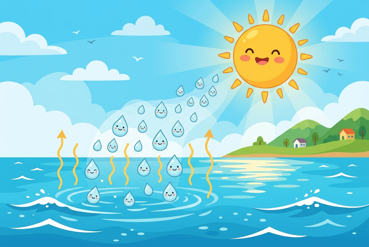 Water cycle scene 2: Evaporation