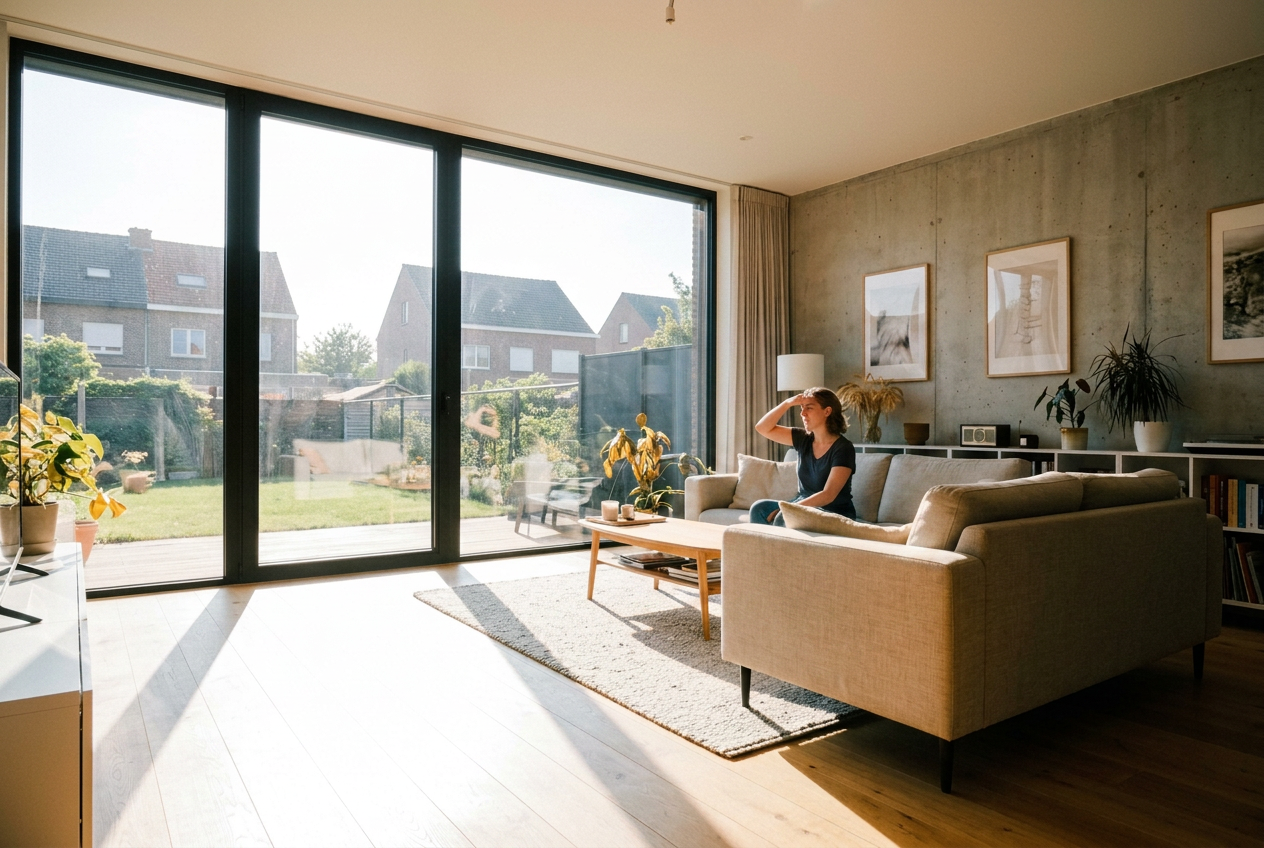 Salon confortable et lumineux après pose de film solaire