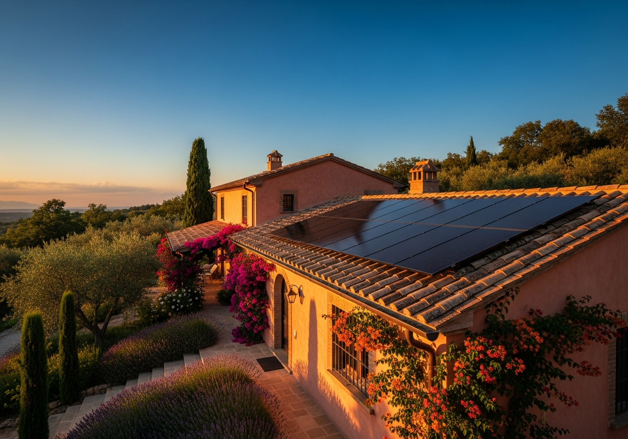 Villa italiana con pannelli solari